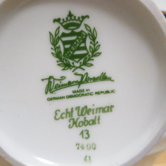 Echt Weimar Kobalt Coffee Tea Espresso Demitasse 7 pc Set GDR 1949-1980 - Picture 8 of 16